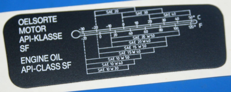 Aufkleber R-RS re. Ölsorte ab 1987