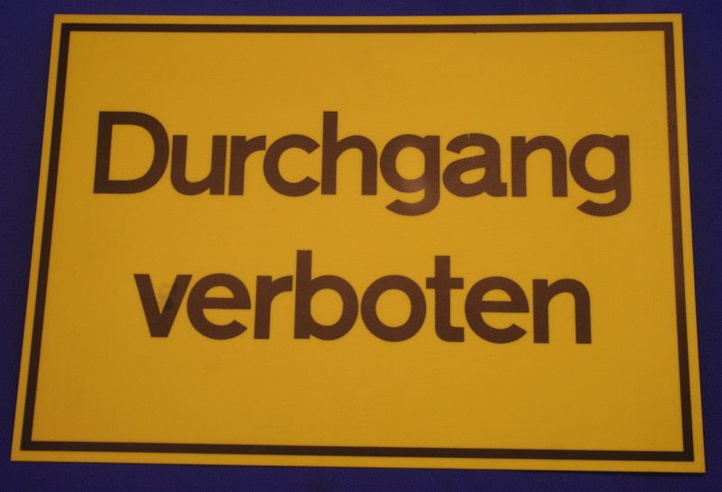 Hinweisschild Durchgang verboten gelb ca. 35x25 cm