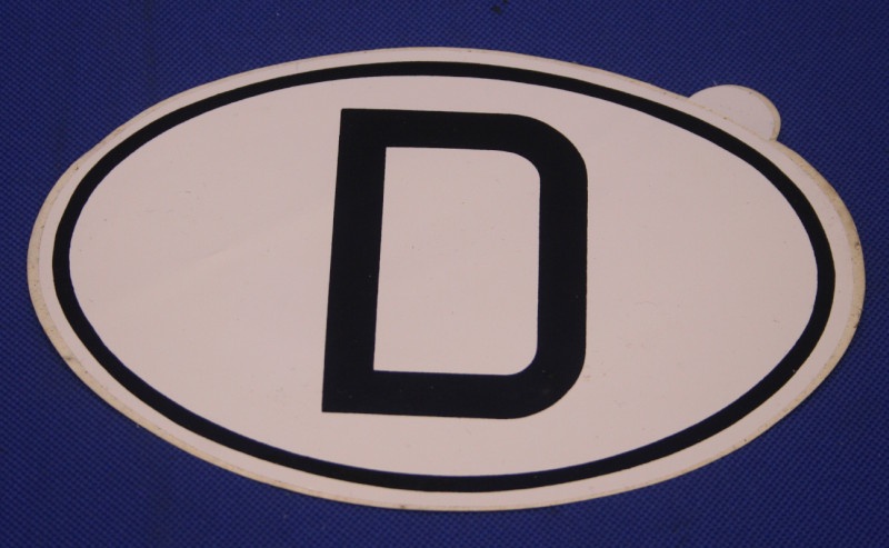Aufkleber D f&uuml;r Deutschland ca. 17,5x12cm oval wei&szlig;