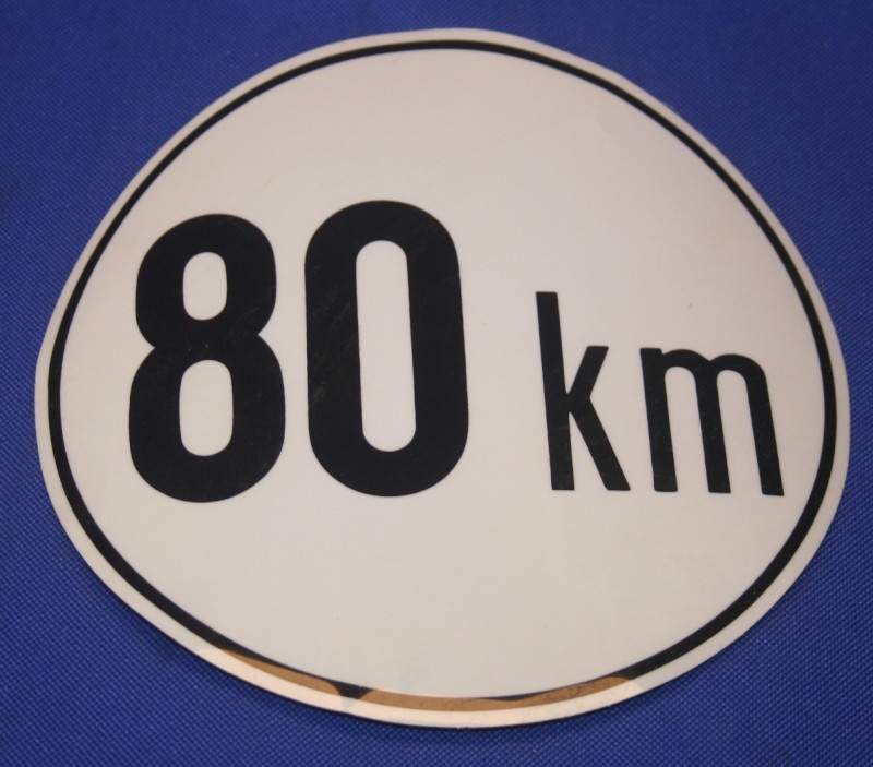 Aufkleber 60 km ca. 19 cm rund wei&szlig;