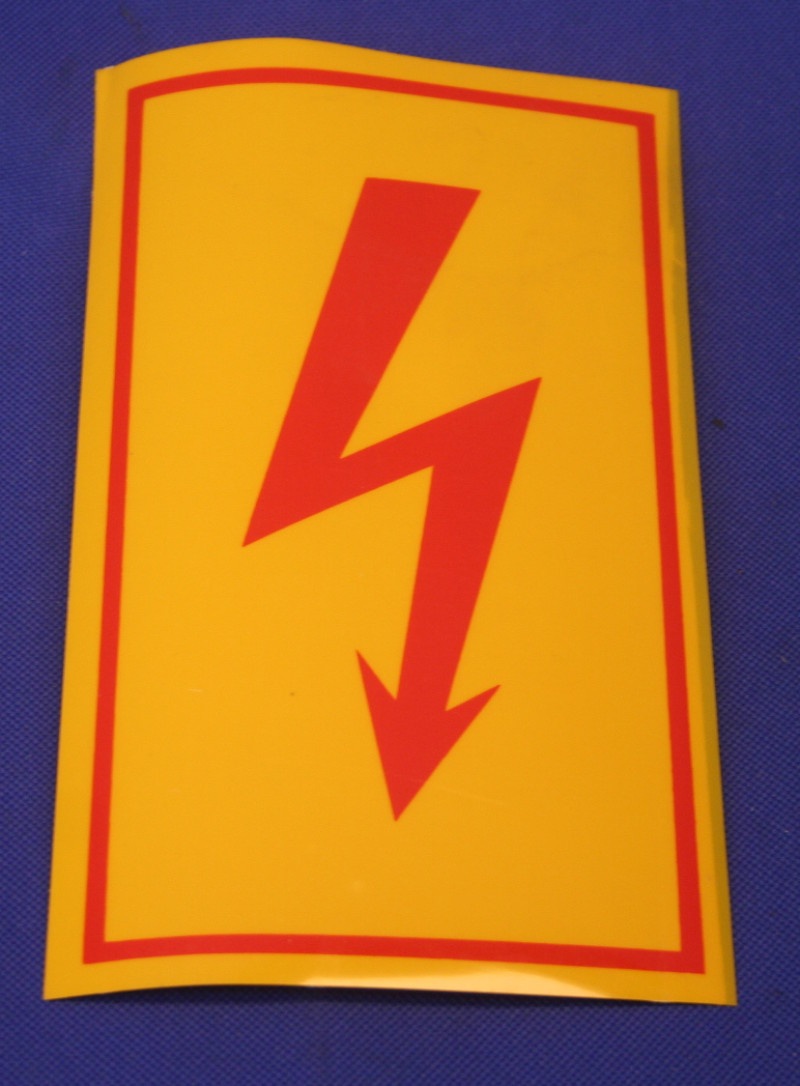 Aufkleber  Hochspannungs BLITZ ca. 12x20cm gelb