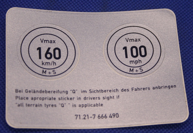 Aufkleber V-Max 160km/h 100mph z.B.R1200GS K50 Winterreifen