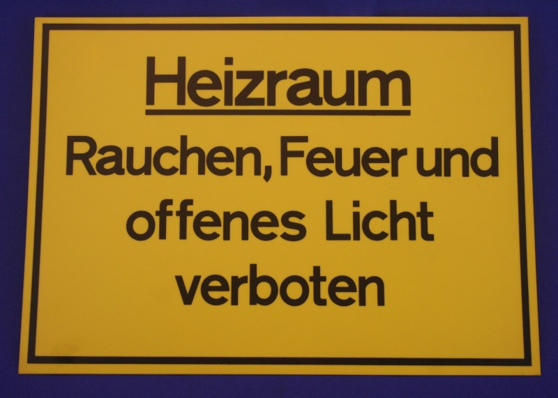 Hinweisschild Heizraum gelb ca. 35x25 cm