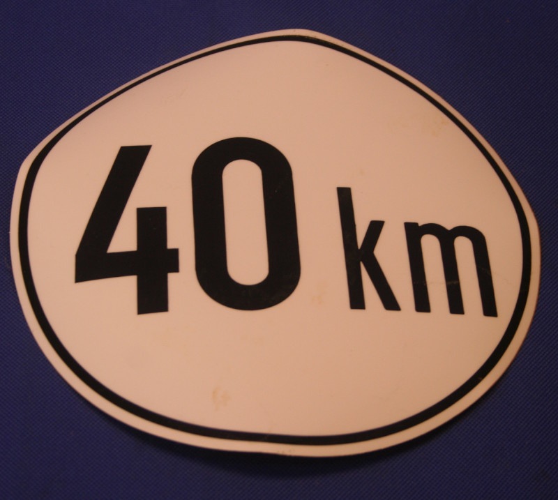 Aufkleber 40 km ca. 19 cm rund wei&szlig;