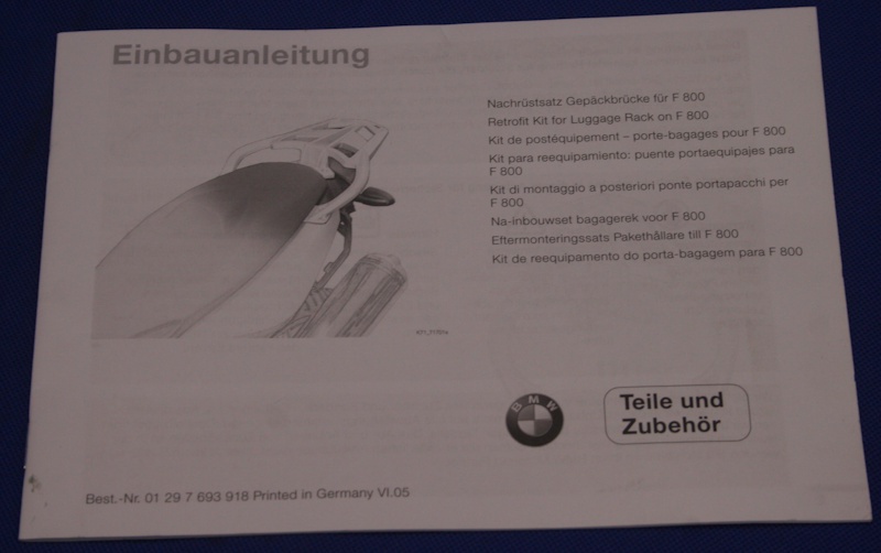 Einbauanleitung Gep&auml;cktr&auml;ger F800S F800ST Ausg. 6/05