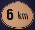 Aufkleber 6 km ca. 19 cm rund wei&szlig;