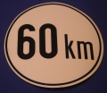 Aufkleber 60 km ca. 19 cm rund wei&szlig;