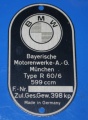 Typenschild R60/6 am Rahmen original