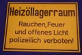 Hinweischild Heiz&ouml;llagerraum gelb ca. 35x25 cm