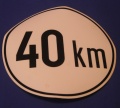 Aufkleber 40 km ca. 19 cm rund wei&szlig;